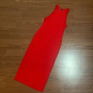 Zara Red Rib Knit Racerback Dress